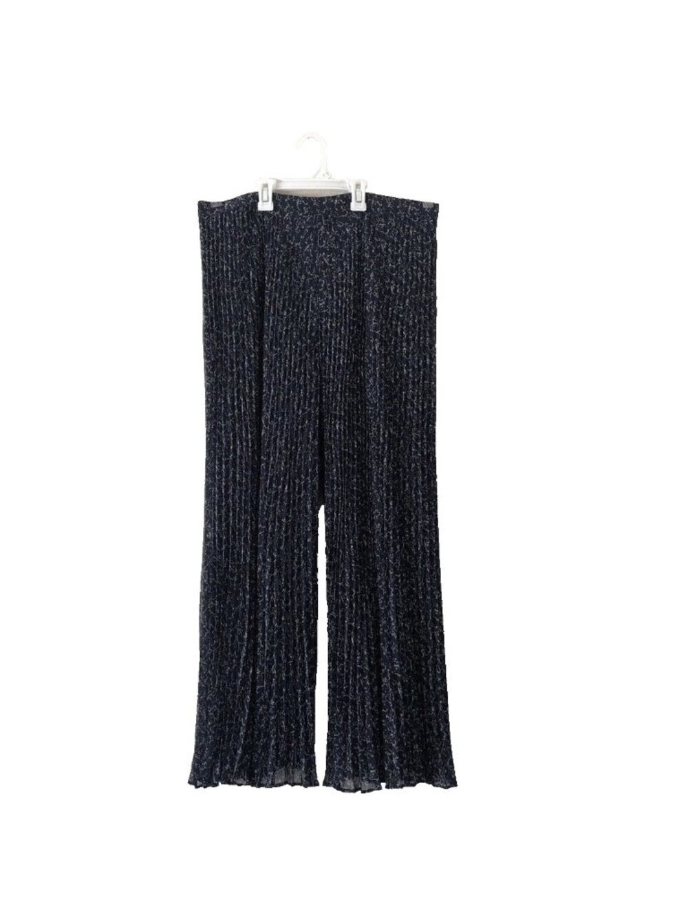 Club Monaco Women’s Wide Leg Pants Electric Pleats Navy Mix Bleu Marine Size 14